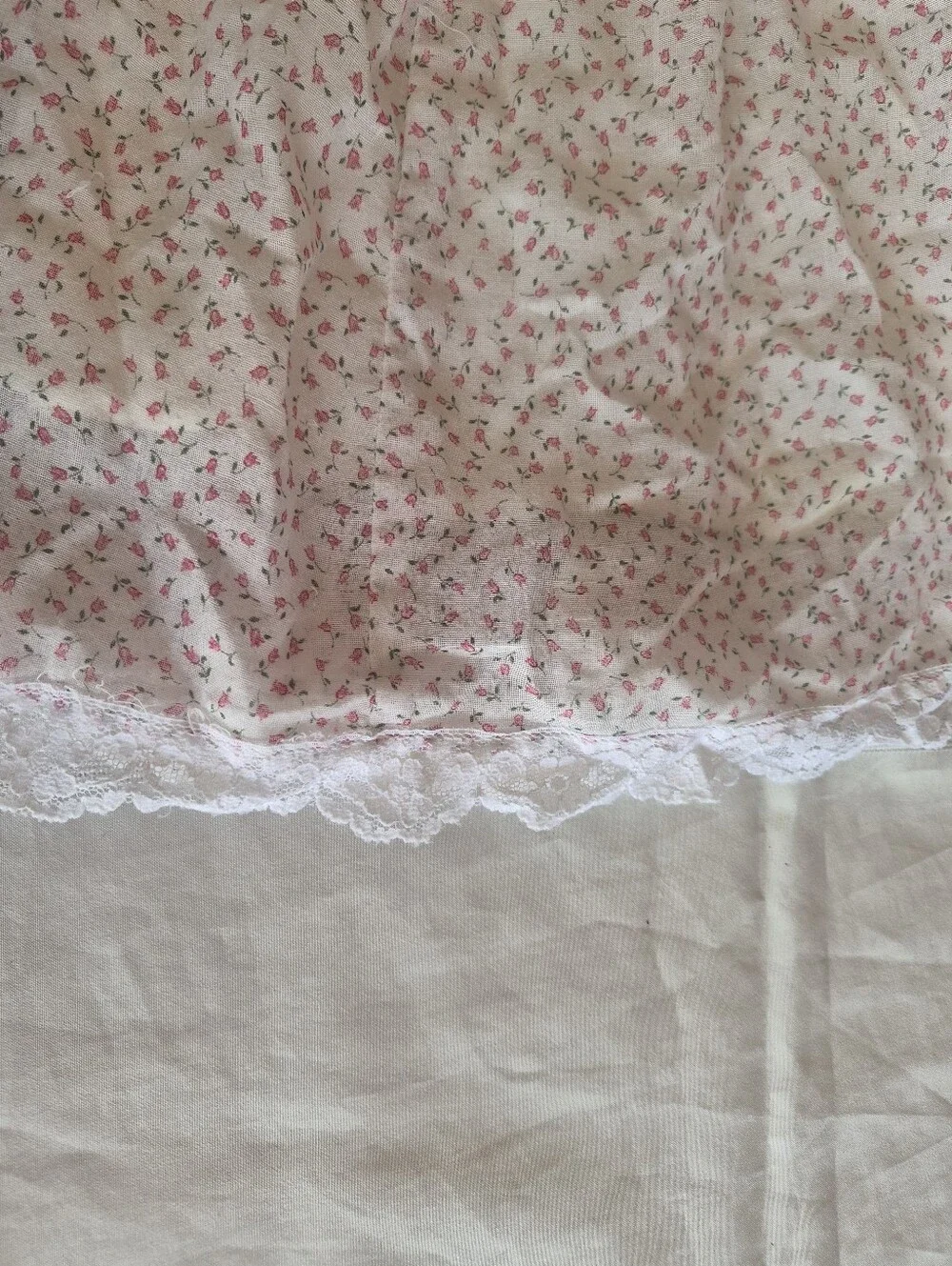 Vintage Gunnesak Girls' Pink Floral Long-Sleeve  Long Dress with Lace Trim
